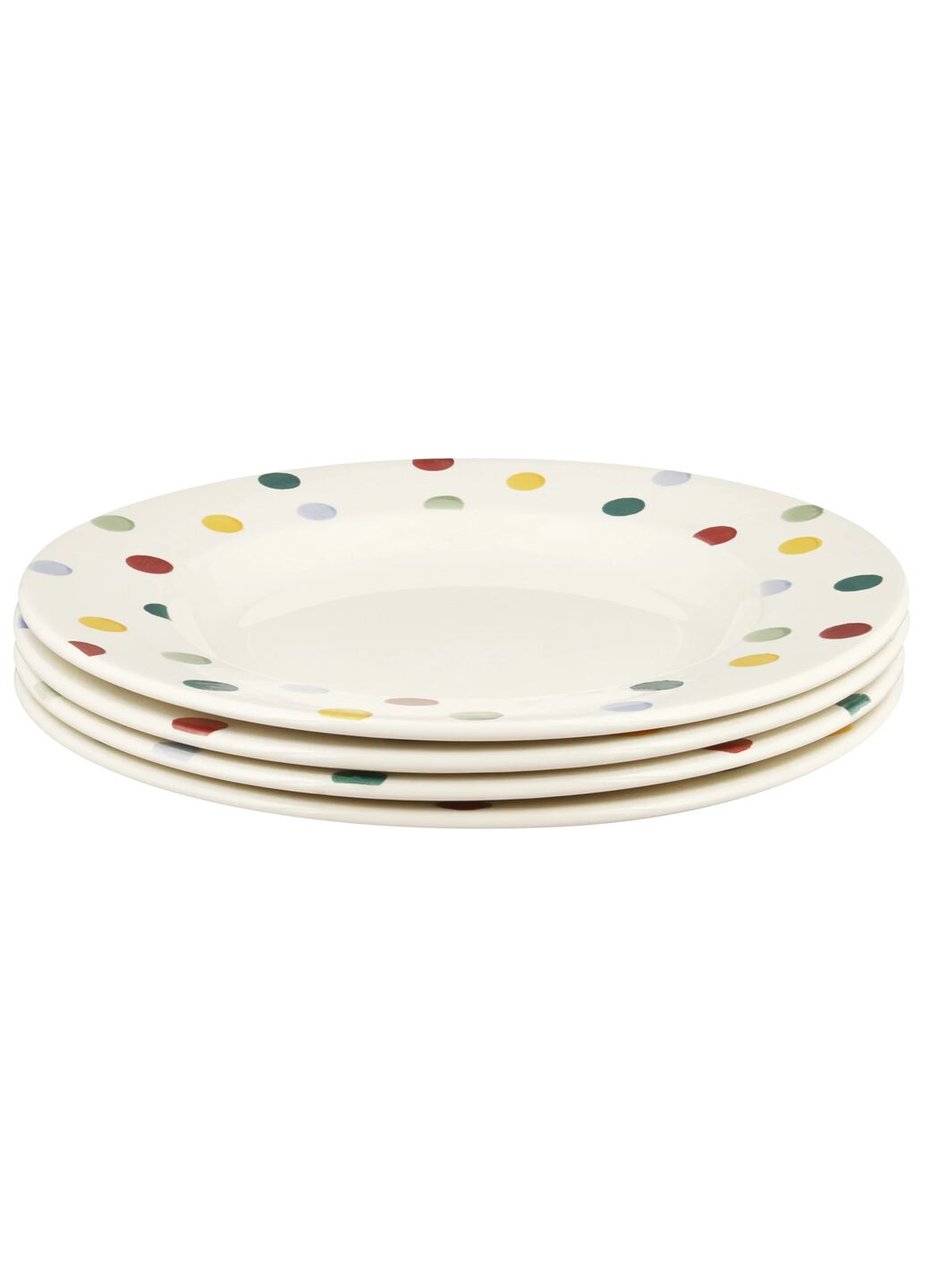 Grande assiette plate à pois, 26,7 cm (10,5 pouces), lot de 4
