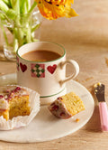 Mug Pink Quilts Rose et Vert Céramique Fait à la Main
