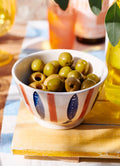 Petit bol ancien à rayures de fruits de mer, décoré à la main, pour chips, noix, sauces, rince-doigts