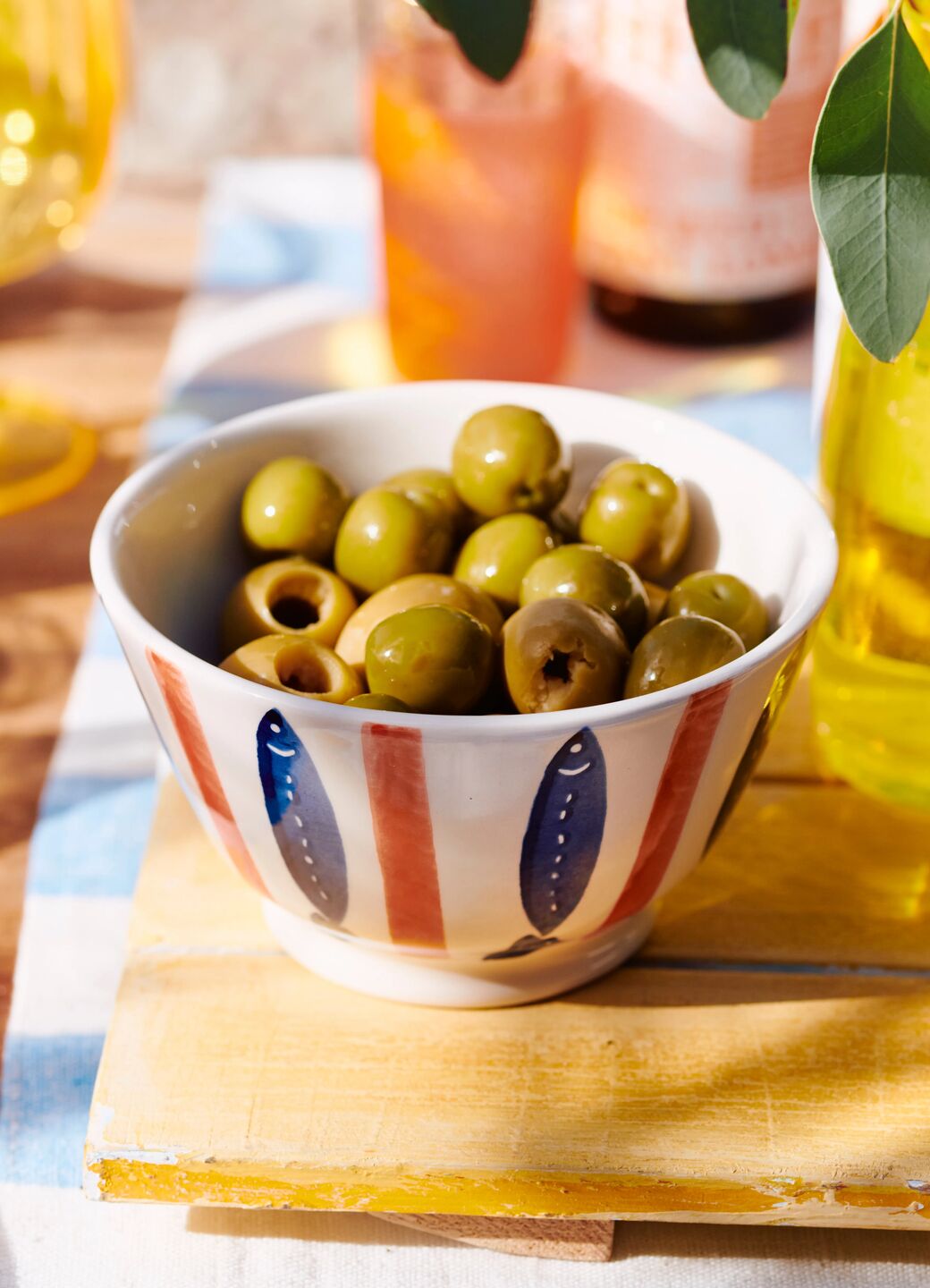Petit bol ancien à rayures de fruits de mer, décoré à la main, pour chips, noix, sauces, rince-doigts