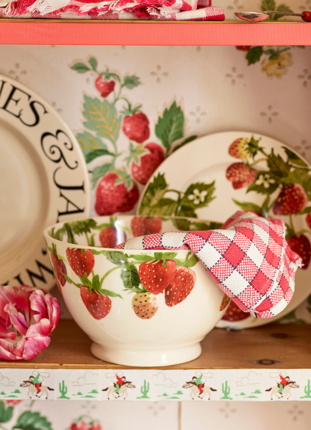 Bol Ancien Fraises Moyen Céramique