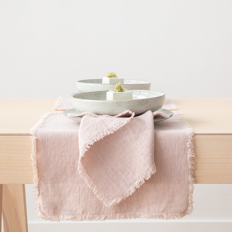 Sets de table en lin lavé à la main, tissage uni, couleurs disponibles (35x51 cm)