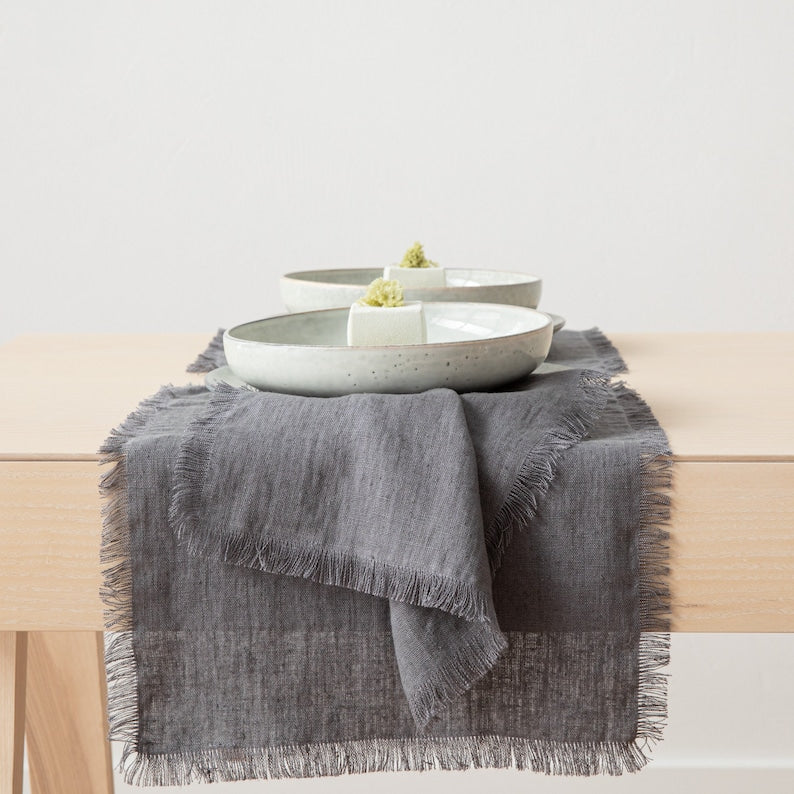Sets de table en lin lavé à la main, tissage uni, couleurs disponibles (35x51 cm)
