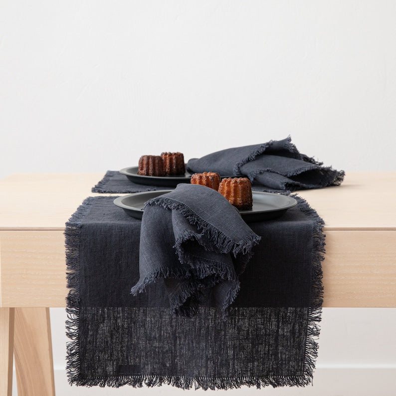 Sets de table en lin lavé à la main, tissage uni, couleurs disponibles (35x51 cm)