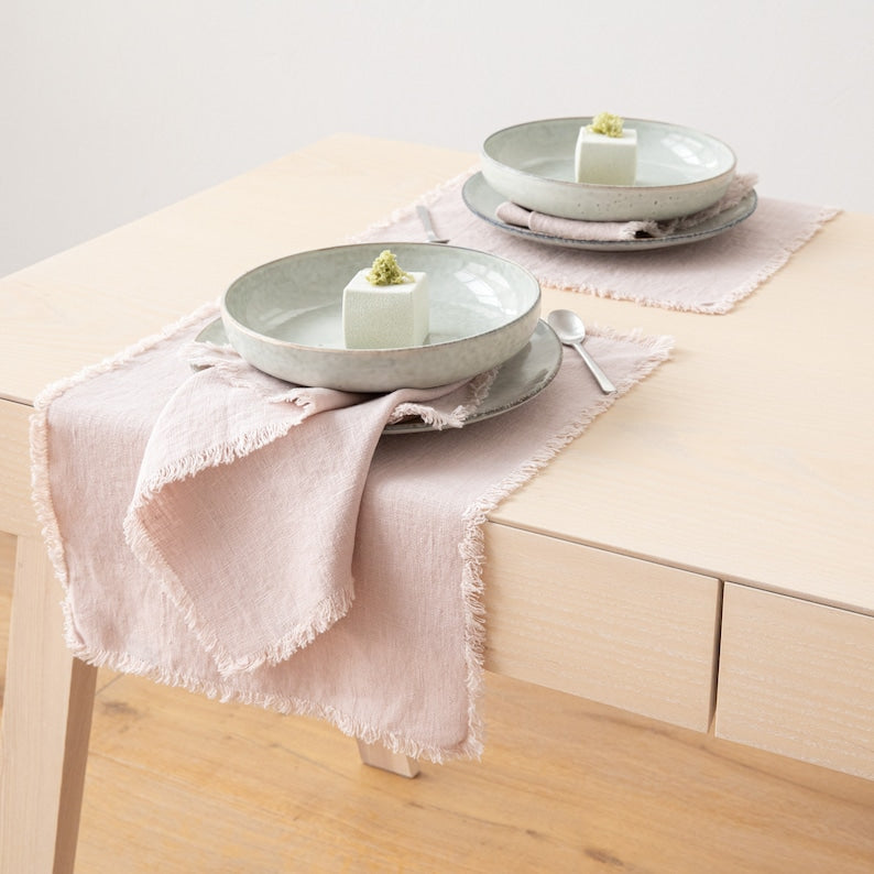 Sets de table en lin lavé à la main, tissage uni, couleurs disponibles (35x51 cm)