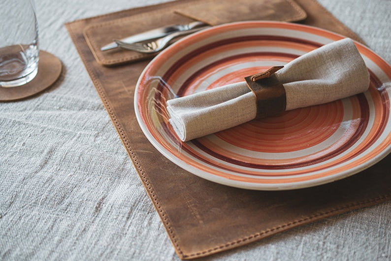 Sets de table en cuir artisanal 30 x 40 cm - Design moderne minimaliste