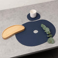 Sets de table, cuir naturel, bleu foncé