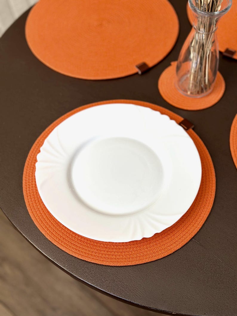 Sets de table ronds en corde de coton faits main 35 cm - Décoration de table à manger