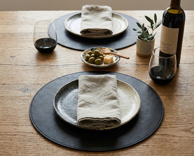Set de table en similicuir résistant à la chaleur, imperméable, facile à nettoyer, 18 x 13 pouces