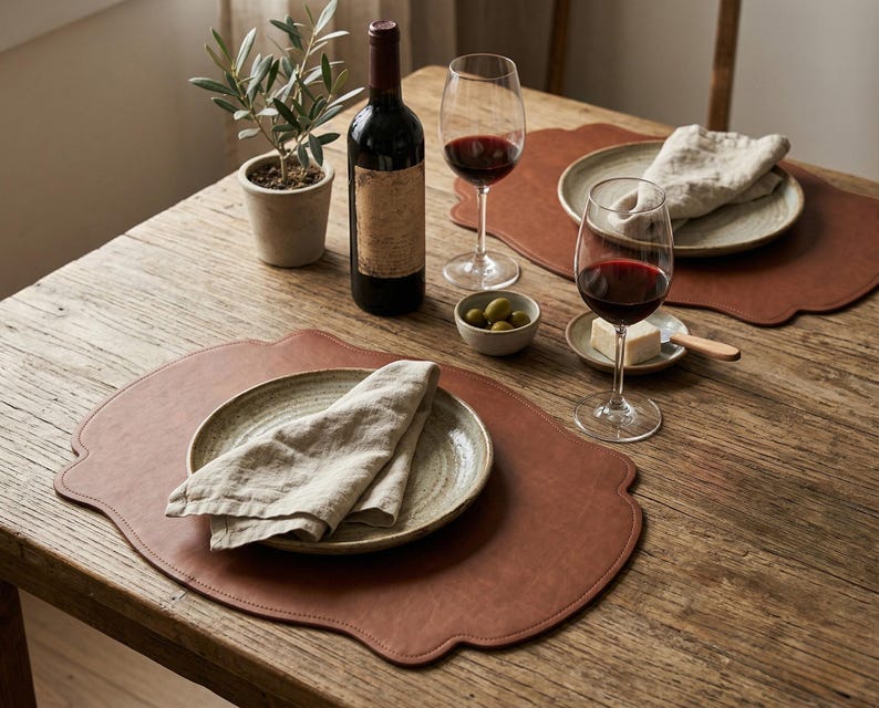 Set de table en similicuir résistant à la chaleur, imperméable, facile à nettoyer, 18 x 13 pouces