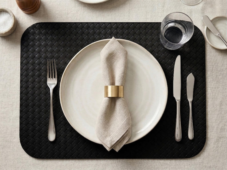 Set de table en cuir imperméable 44x33 cm facile à nettoyer