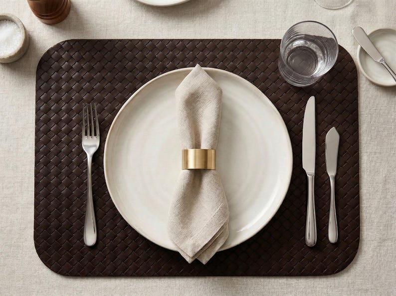 Set de table en cuir imperméable 44x33 cm facile à nettoyer