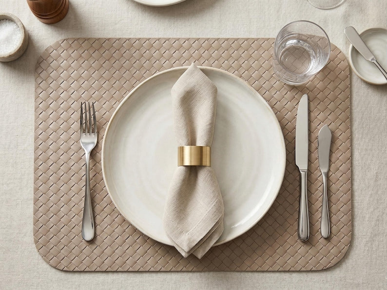 Set de table en cuir imperméable 44x33 cm facile à nettoyer