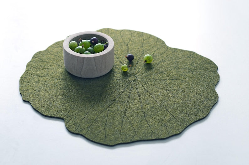 Feuille de lotus Set de table en feutre irrégulier, 4/6/8 pièces, pour table ronde, style minimaliste