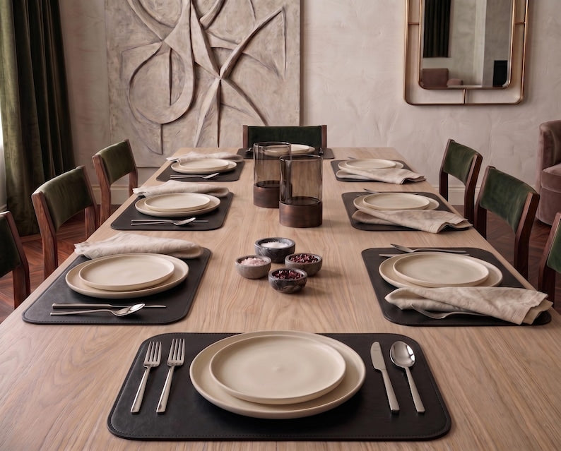 Set de table en similicuir résistant à la chaleur, imperméable, facile à nettoyer, 18 x 13 pouces